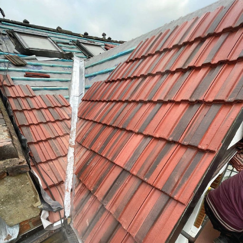 installing roof tiles
